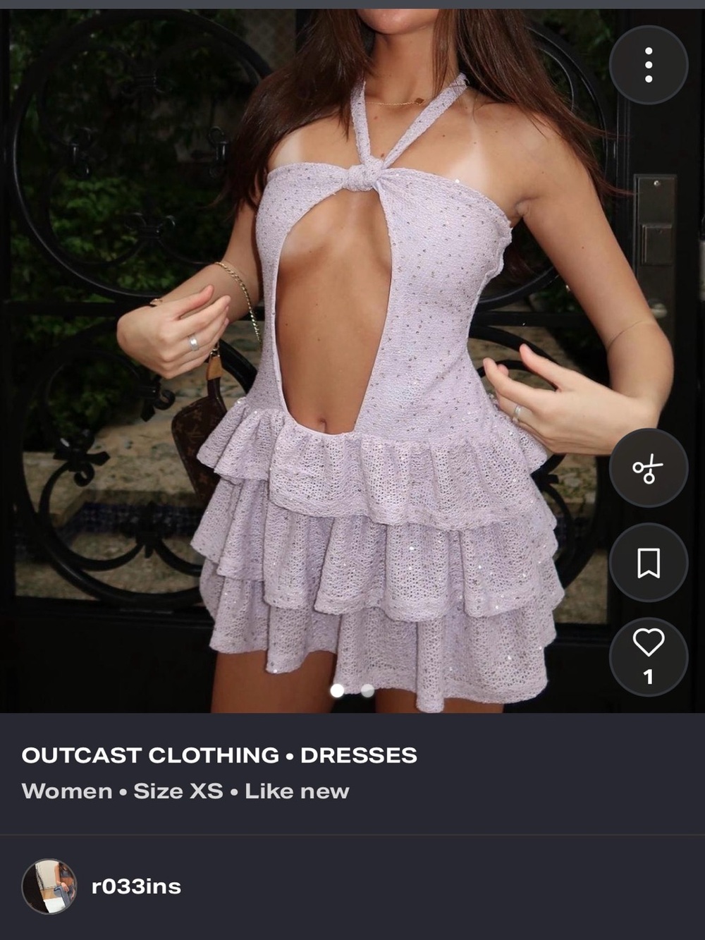 Outcast Clothing Lilac Open-Front Ruffle Mini Dress
